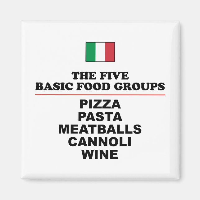 Imã Cinco grupos básicos de Comidas italianos (Frente)
