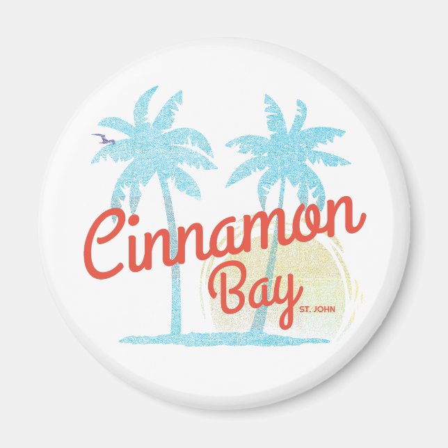 Imã Cinnamon Bay USVI Praia Vintage (Frente)
