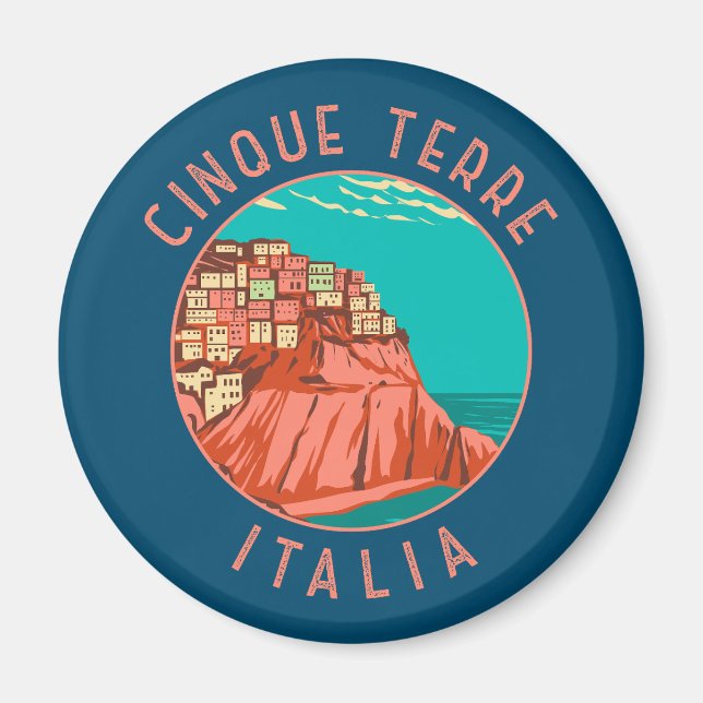 Imã Cinque Terre Itália - Círculo em Dificuldade Vinta (Frente)