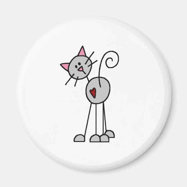 Imã Cinza Cat Stick Figura Magnet (Frente)