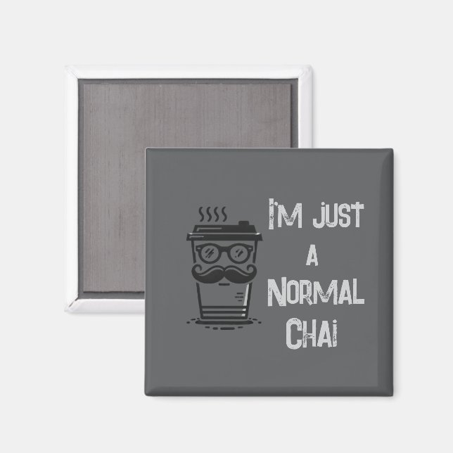 Imã Cinza Chai Magnet Hipster Café (Front/Back)