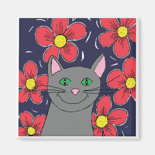 Imã Cinza com flores (Frente)