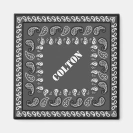 Imã Cinza de carvão ocidental Paisley Bandana personal