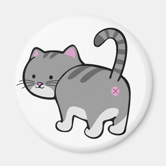 Imã cinza de gato por bumbum (Frente)