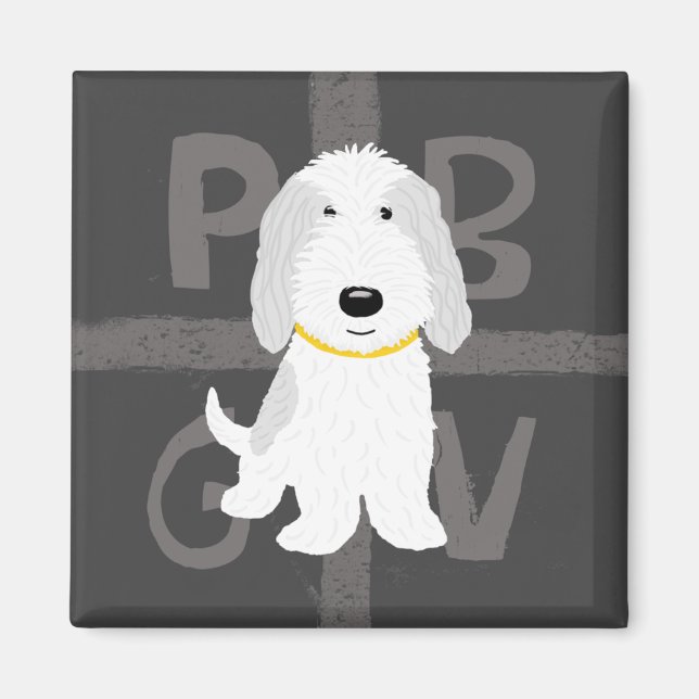 Imã Cinza e Branco PBGV (Frente)