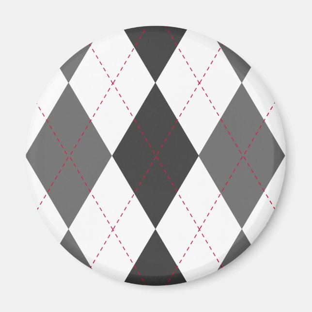 Imã Cinza e Magneta Red Argyle (Frente)