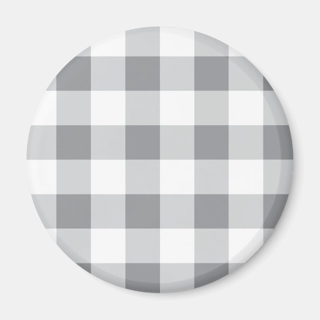 Imã Cinza E Padrão De Gingham Branco (Frente)