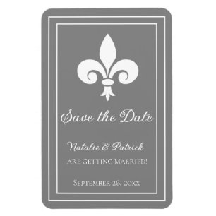 Ímã Cinza Fleur de Lis Imã salve a data