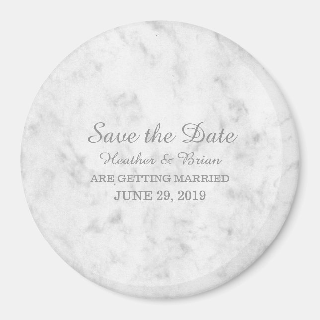 Imã Cinza Marble Elegante Salvar a Data (Frente)