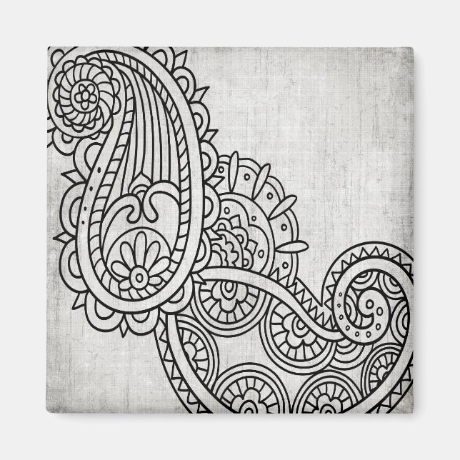 Imã Cinza Mehndi Motif Magnet (Frente)