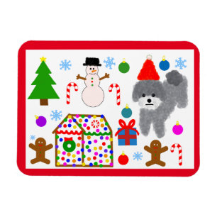 Ímã Cinza Poodle Natal #3 Magnet