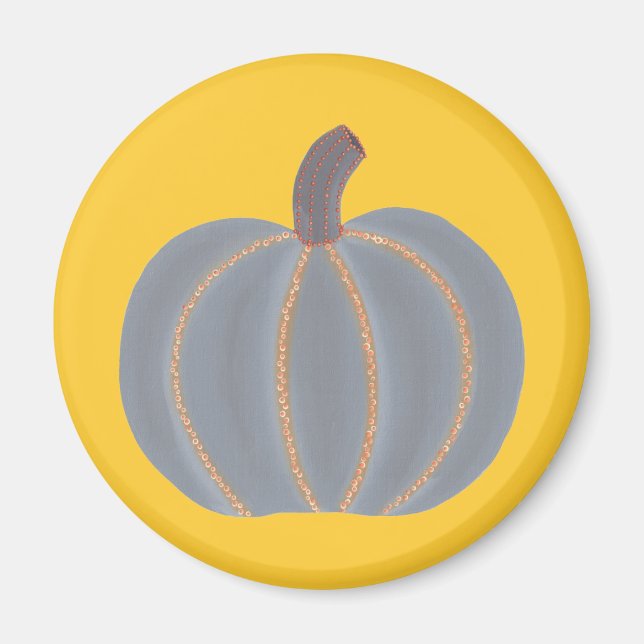 Imã Cinza Pumpkin Laranja Luzes de Dia das Bruxas (Frente)