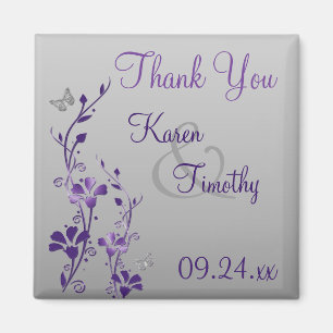 Imã Cinza Roxa Borboleta Floral, Favor Magnet