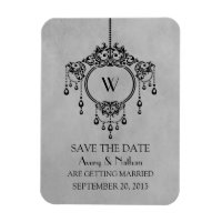 Cinza Vintage Chandelier Imã salve a data