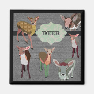 Imã Cinza Vintage Deer Magnet