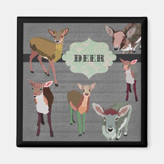 Imã Cinza Vintage Deer Magnet (Frente)