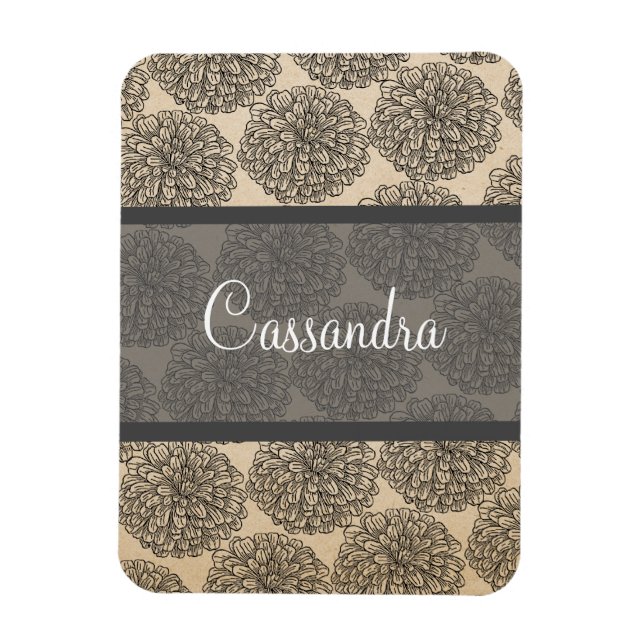Ímã Cinza Vintage Zinnia Premium Magnet (Vertical)