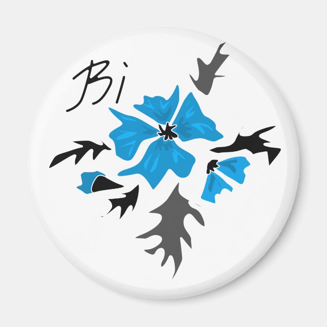 Imã cinzas de flores azuis abstrato modernas folhas ne (Frente)