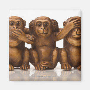 Imã Cinzeladura de três macacos de madeira