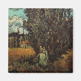 Imã Ciprestes e Duas Mulheres por Vincent van Gogh