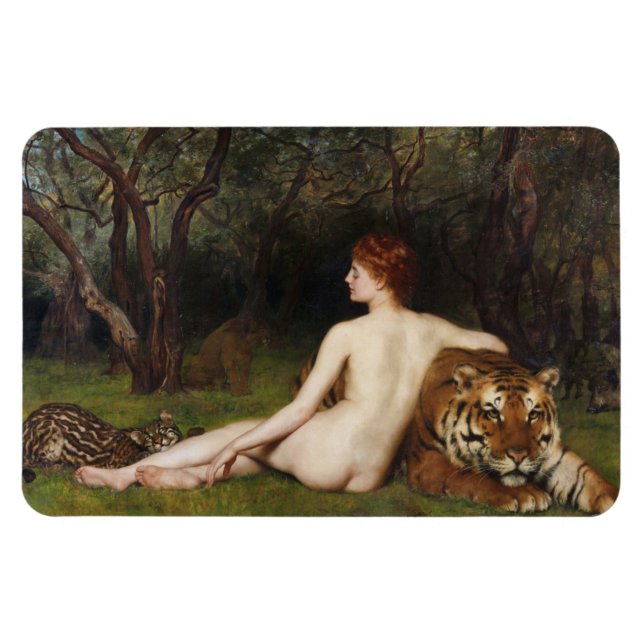 Ímã Circe (Woman, Tiger and Ocelot) (by John Collier) (Horizontal)