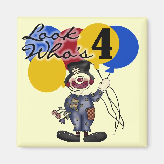 Imã Circo Palhaço 4º Aniversário Camisetas e Presentes (Frente)