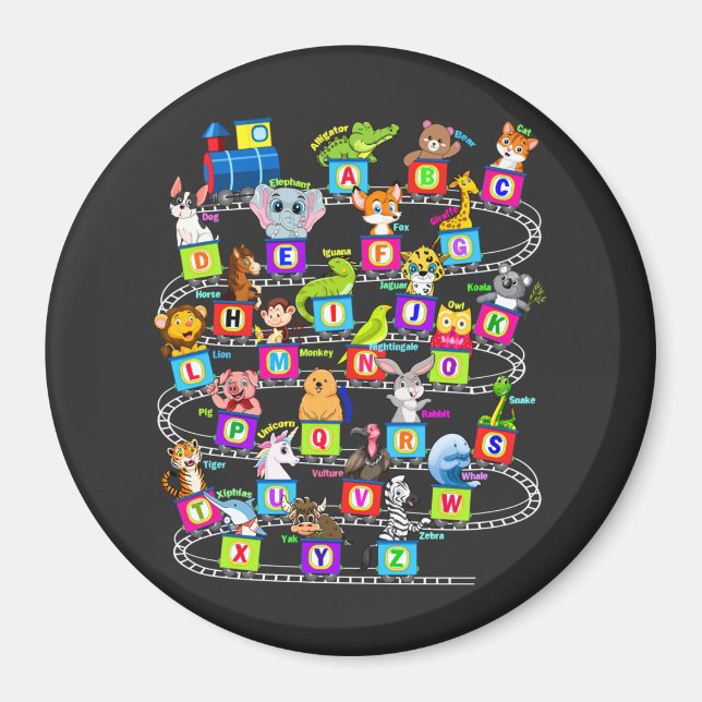 Imã Círculo de Aprendizagem do Alfabeto Animal ABC (Frente)