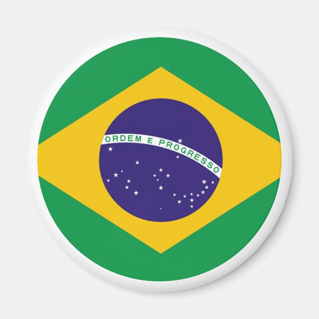 Imã Círculo de Bandeira do Brasil O Zazzle MUSEUM (Frente)