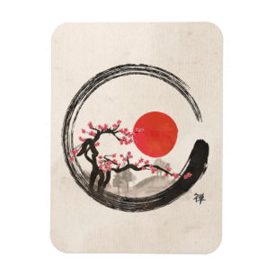 Ímã Círculo de Enso do zen e árvore de Sakura
