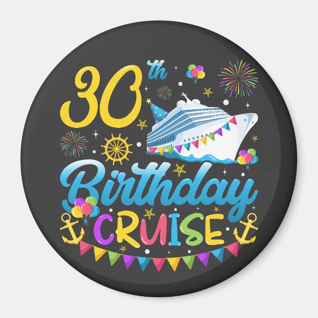 Imã Círculo de Festa de aniversário de 30 anos Cruise  (Frente)