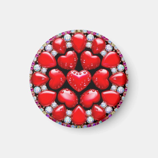 Imã Círculo de Joias Coração Vermelho (Frente)