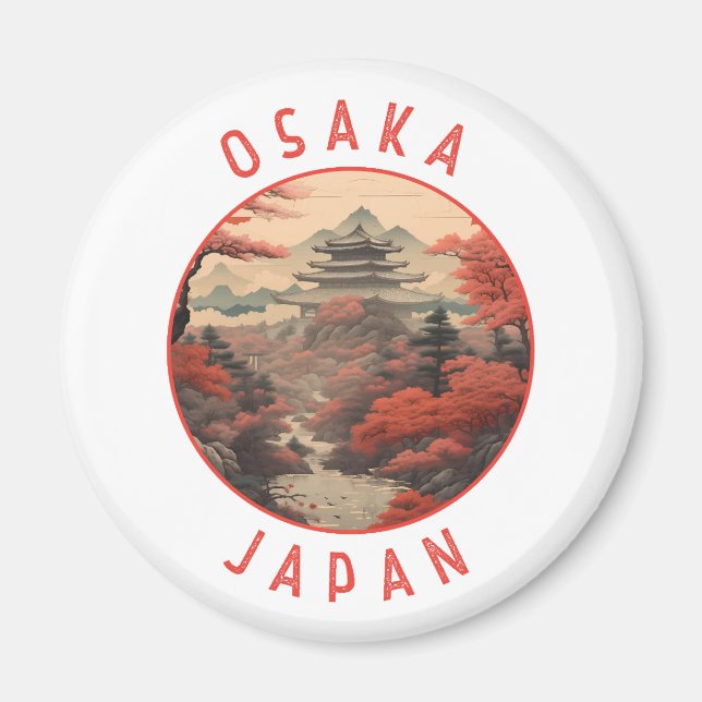 Imã Círculo Retro Distante Osaka Japão (Frente)
