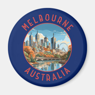 Imã Círculo Retro Distresso da Austrália Melbourne