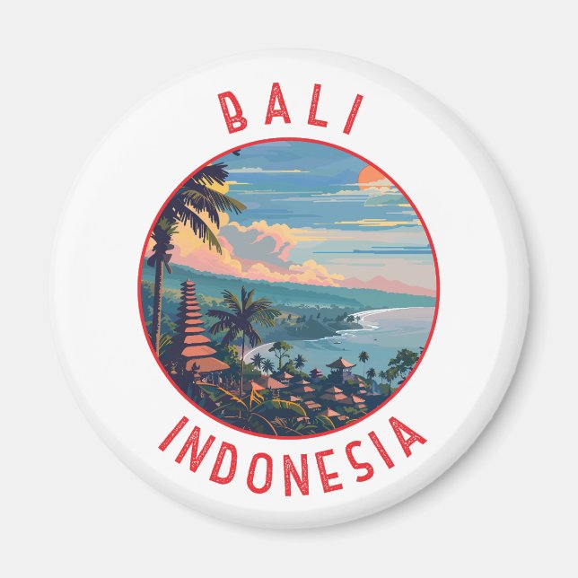 Imã Círculo Retro Distresso de Bali Indonésia (Frente)