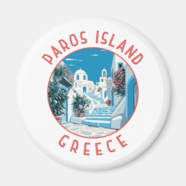 Imã Círculo Retrovisso da Grécia da Ilha Paros (Frente)