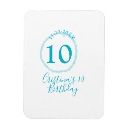 Ímã Círculo turquesa. Brilhante 10.º aniversário negri