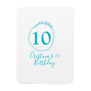 Ímã Círculo turquesa. Brilhante 10.º aniversário negri
