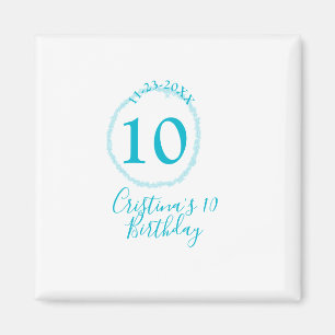 Imã Círculo turquesa. Brilhante 10.º aniversário negri