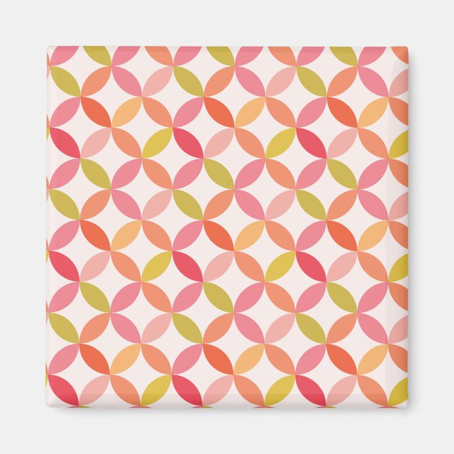 Imã Círculos cor-de-laranja rosa modernos do meio sécu (Frente)