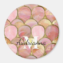 Imã Círculos Dourados de Glama Rosa-Chic