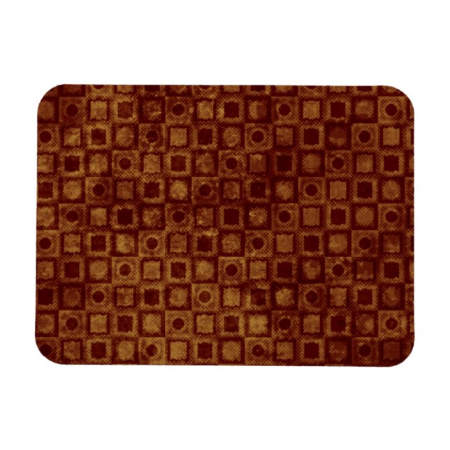 Ímã Círculos vermelhos e quadrados em Dourado (Horizontal)