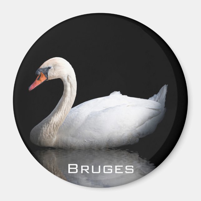 Imã Cisne branco sobre preto (Frente)