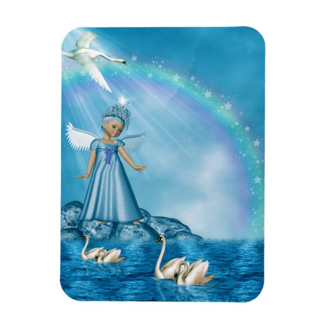 Ímã Cisnes Brancas E Anjo (Vertical)