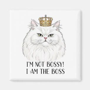 Imã Citação Branca Persa Gato Engraçado Bossy