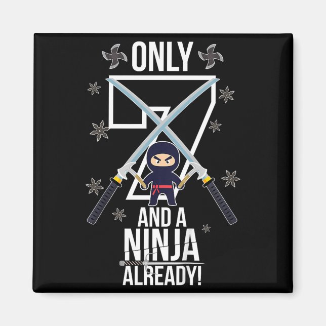Imã Citação de 7º Aniversário _só 7 E Um Ninja Já_ (Frente)
