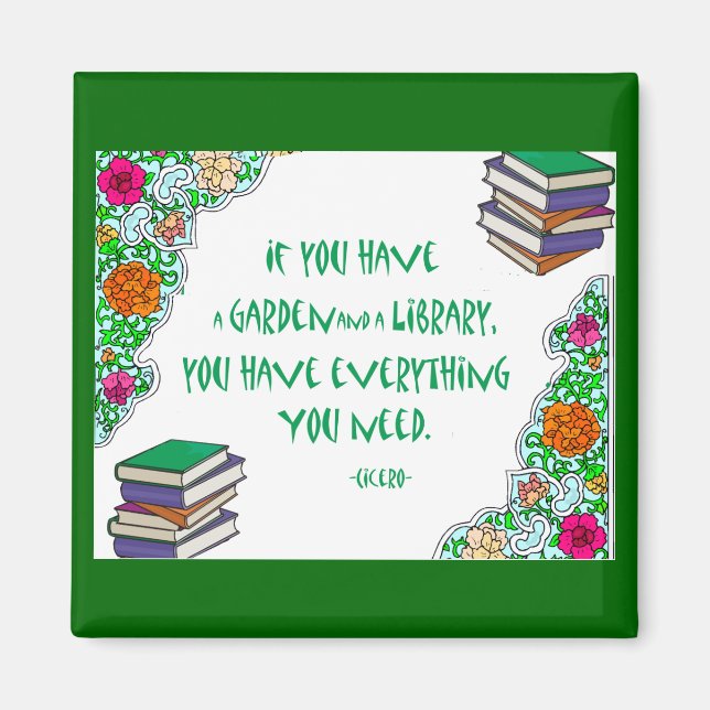 Imã Citação de Cícero sobre íman de bibliotecas (Frente)