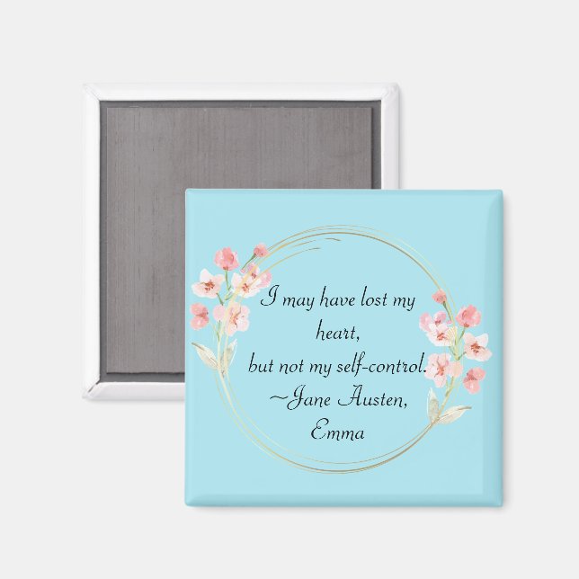 Imã Citação de Emma de Jane Austen com Floral Rosa Dou (Front/Back)