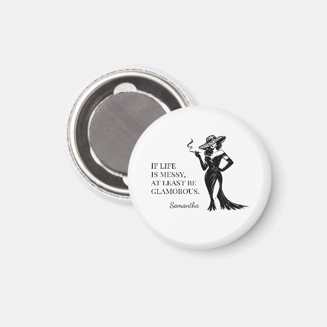 Imã Citação de Estilo Glam Personalizado em Design (Front/Back)