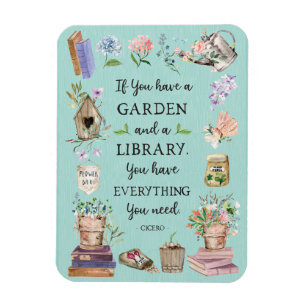 Ímã Citação de jardinagem e biblioteca Jardim Floral