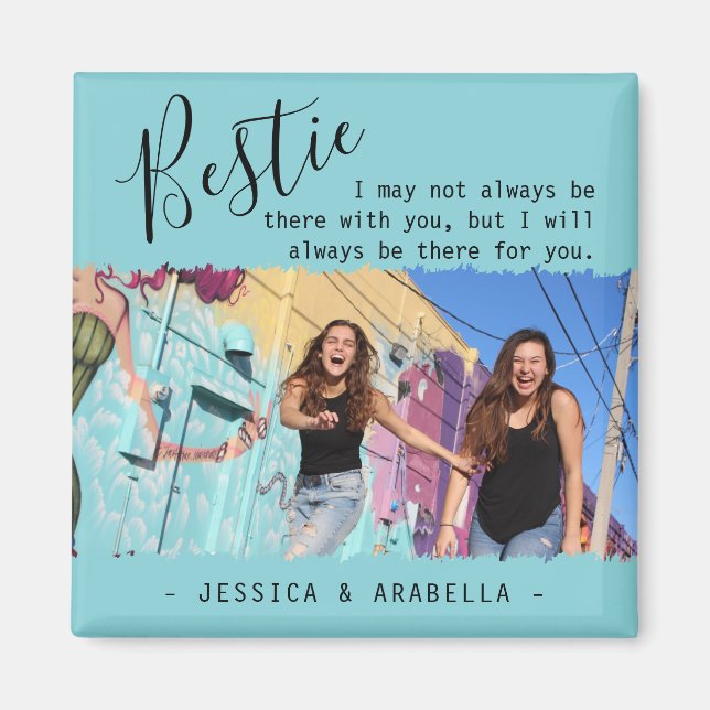 Imã Citação de Melhor Amiga Foto Personalizada BFF Mod (Frente)